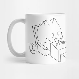 The cat looks at the banana Mug